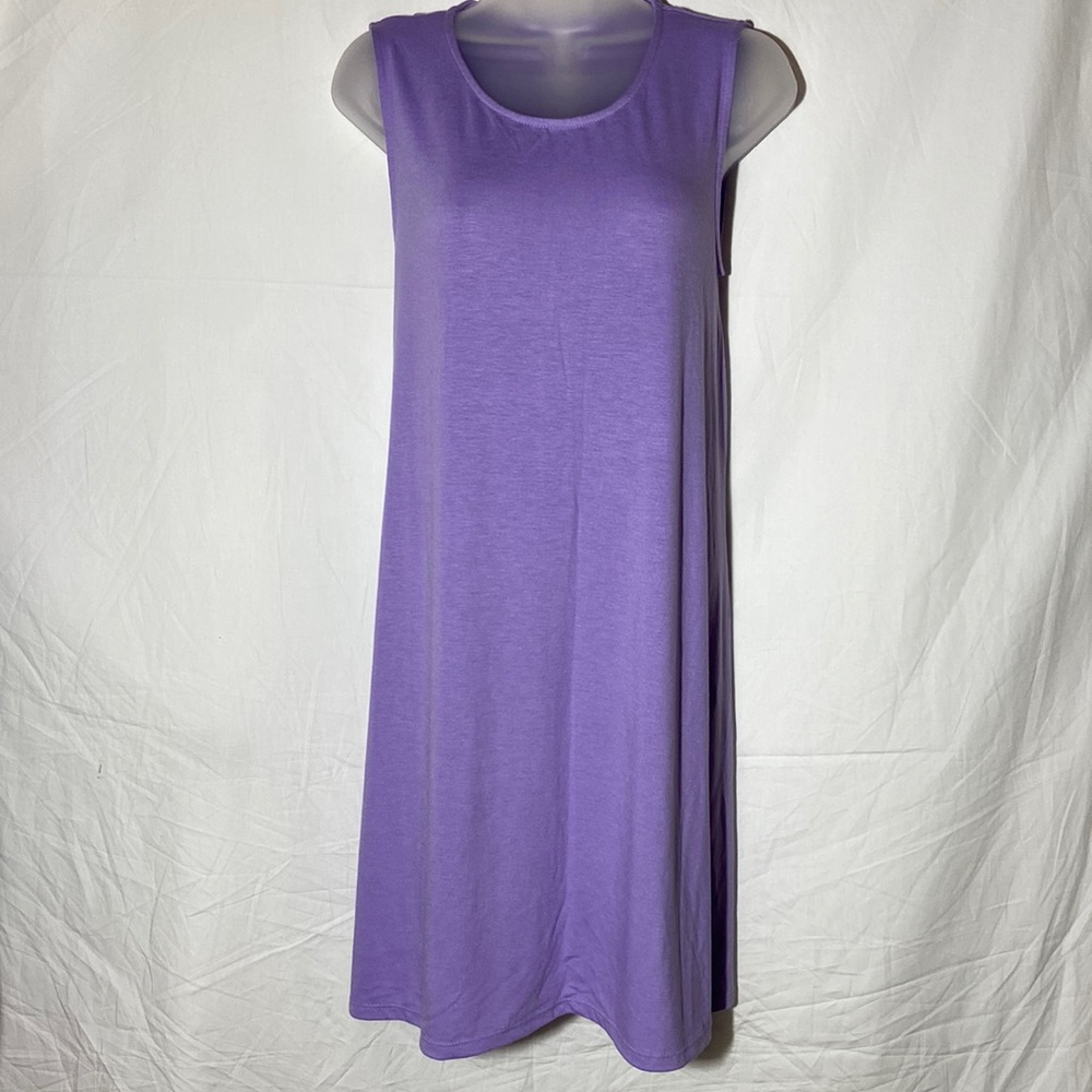 ZENANA PREMIUM Sleeveless Dress. Side Pockets. Lavender. Medium.
